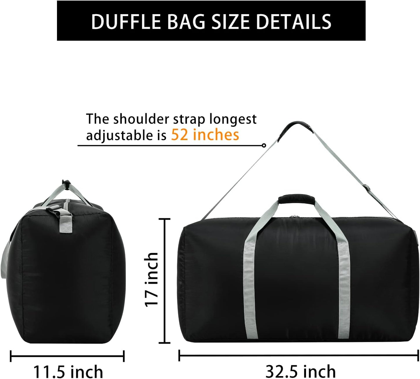 2 Packs Extra Large Duffel Bag 32.5 inch 105L Travel Duffel Bag lightweight Luggage Bag