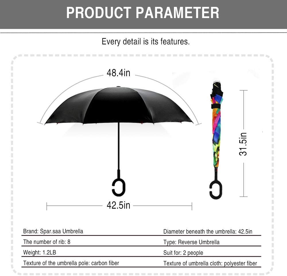 SIEPASA 49/56 Inch Inverted Reverse Upside Down Umbrella, Extra Large Double Canopy Vented Windproof Waterproof Stick Golf Umbrellas with C-shape Handle.