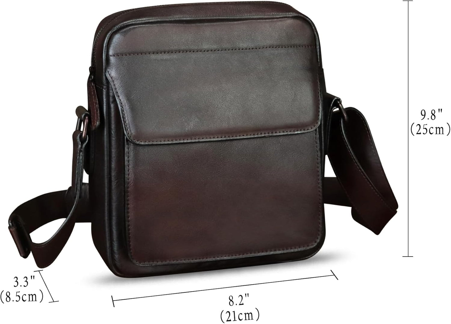 IVTG Genuine Leather Messenger Bag for Men Crossbody Shoulder Bag Satchel Casual Sling Daypack Work Business Daily Purse