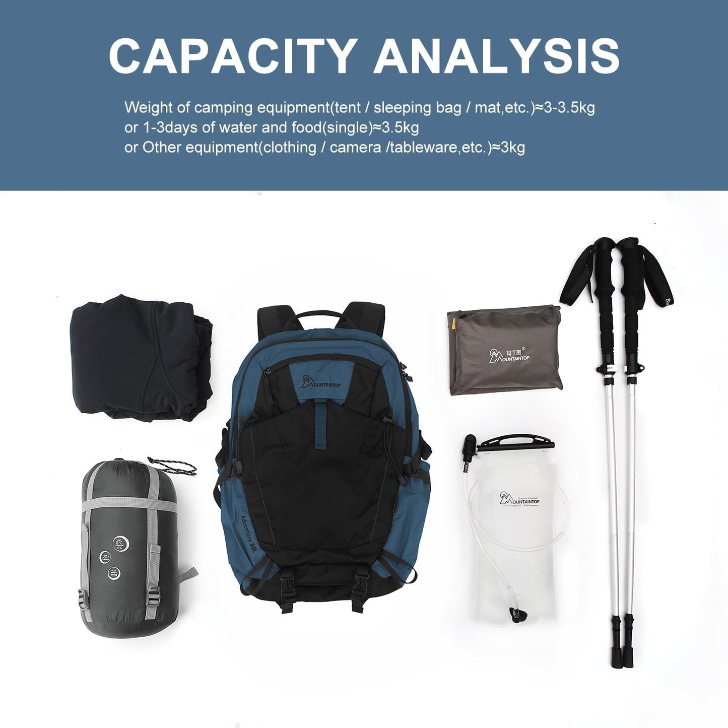 MOUNTAINTOP 30L Hiking Backpack,Men Women Camping Backpack,Lightweight Trekking Travel Backpacks for Climbing Skiing Cycling