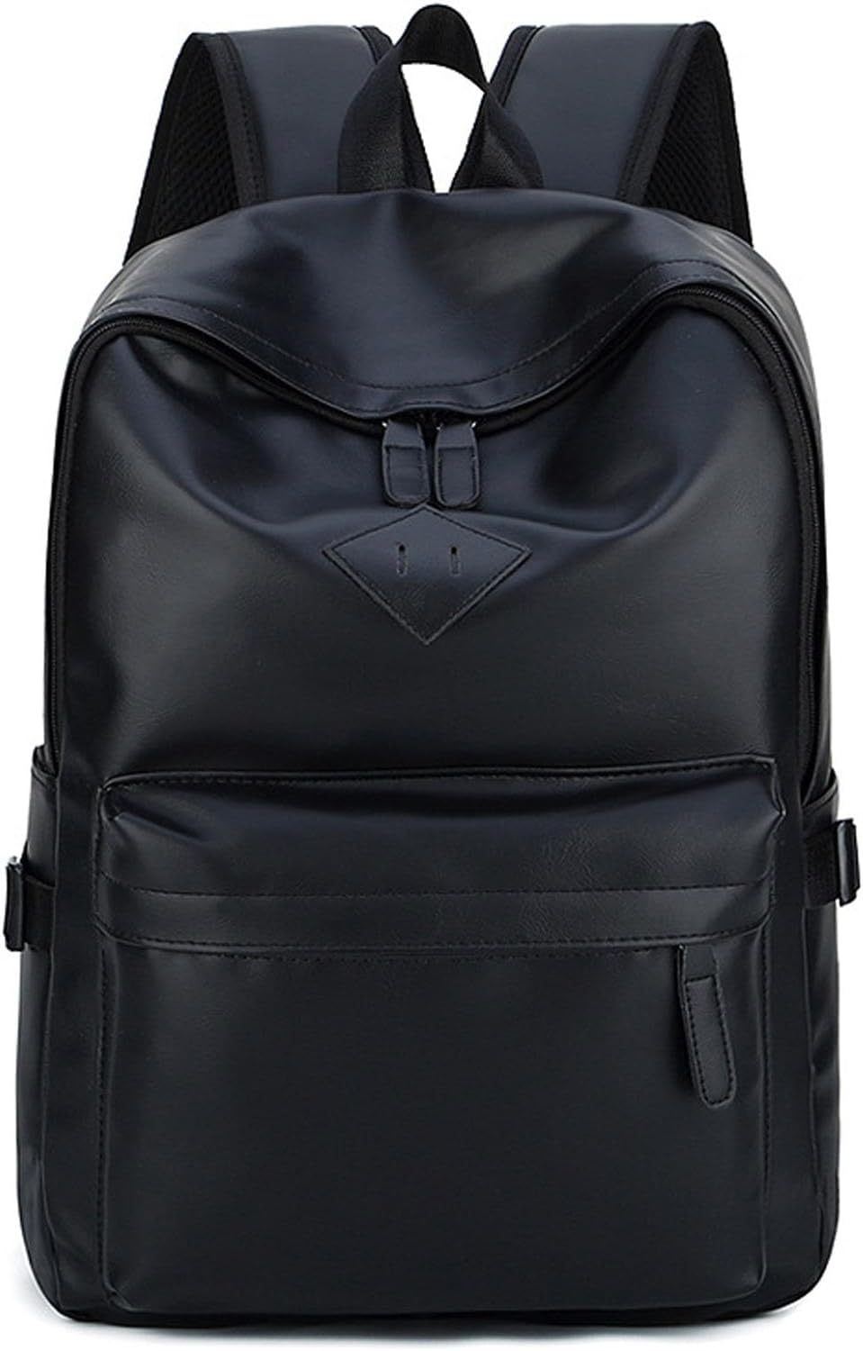Mens Leather Backpack for work, Carry On Casual BackPack Laptop Bag Large Capacity Business Travel Hiking Waterproof Black (Black)
