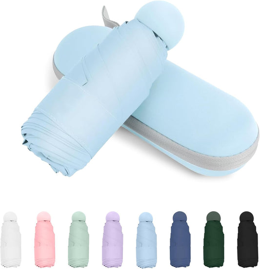 Compact Travel Umbrella, Small Pocket Mini Umbrella for Purse Wallet, UV Sun Rain Umbrellas for Backpack, Portable Folding Umbrellas for Women Kids