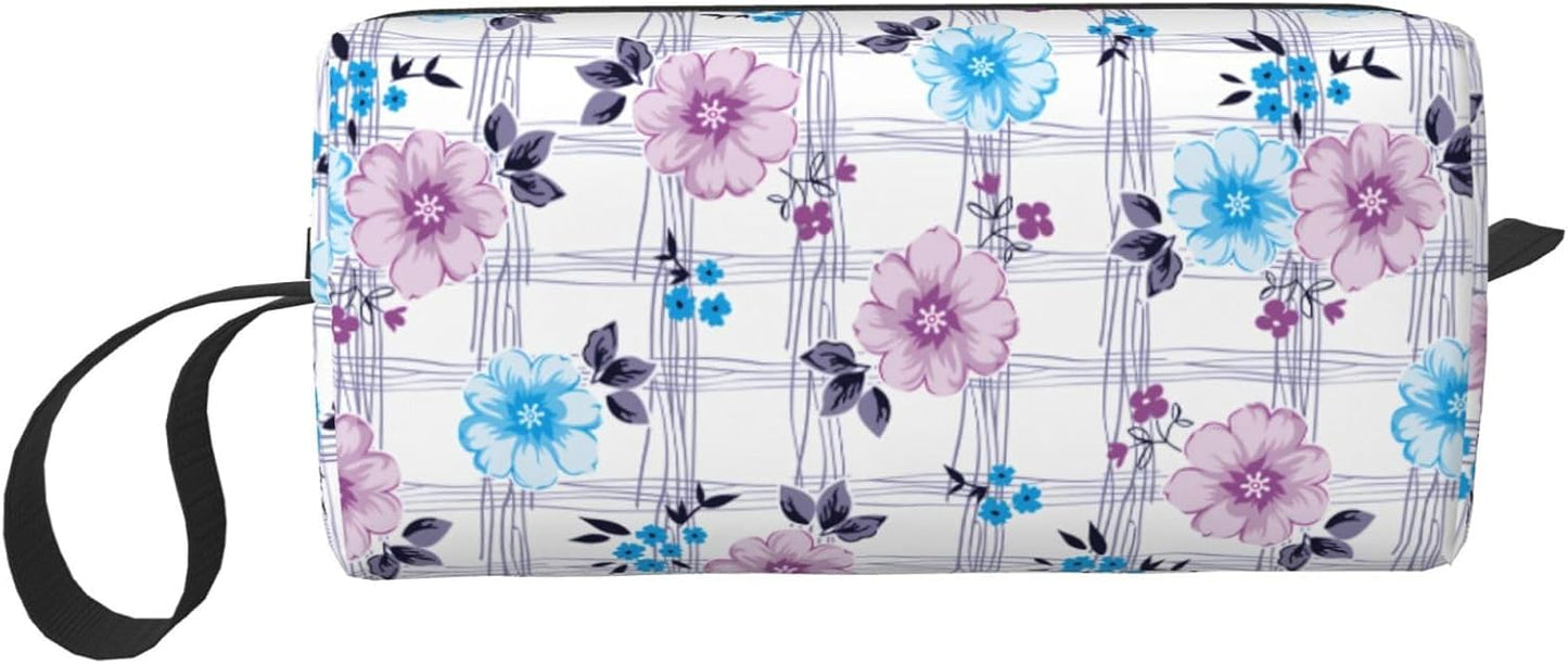 Pastel Floral Bloom Makeup Bag Small Compact & Durable Travel Cosmetic Bag Organizer Oxford Fabric Impact-Resistant Multi-Purpose Storage Perfect for Travel, Gym, Daily Use