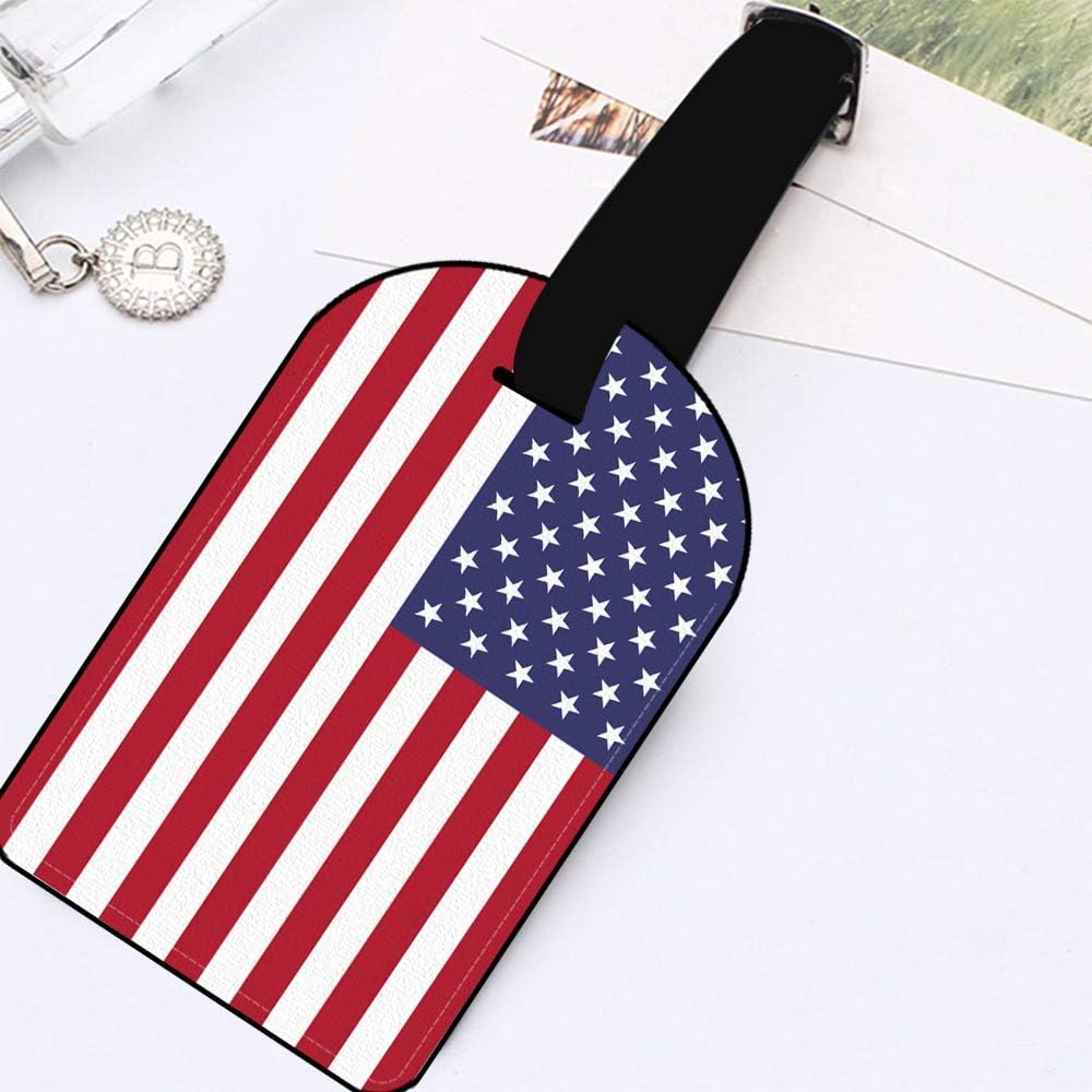 American Flag Luggage Tag Stripe Stars White Red Blue Leather Travel Bag Labels Suitcase Luggage ID Tags