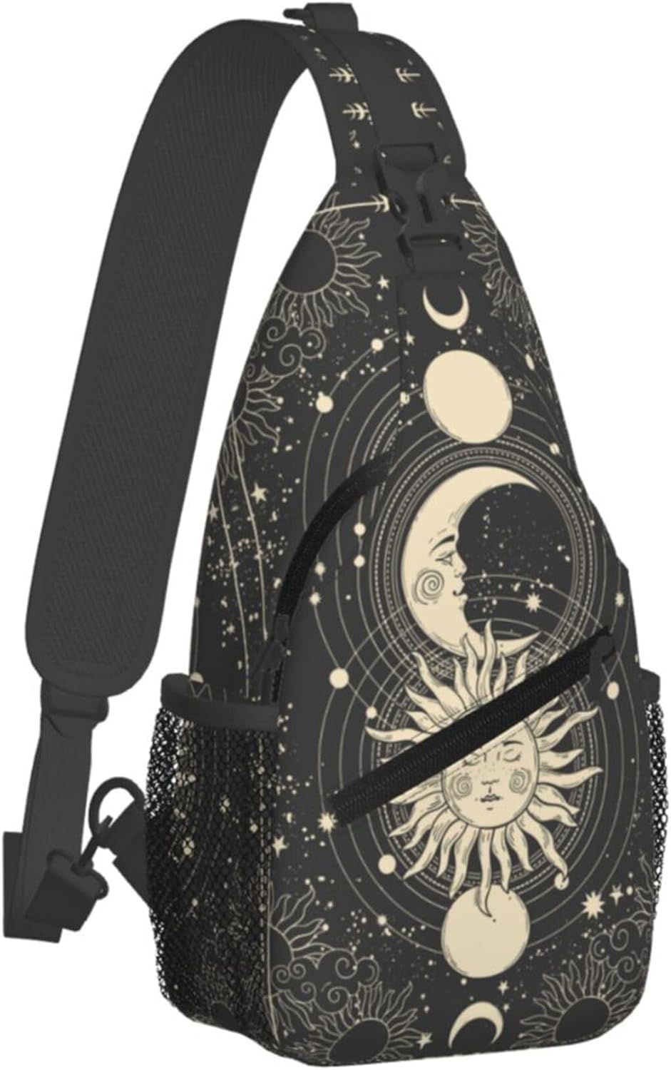 Vintage Sun Moon Stars Small Crossbody Backpack Sling Bag for Men Women Mini One Shoulder Chest