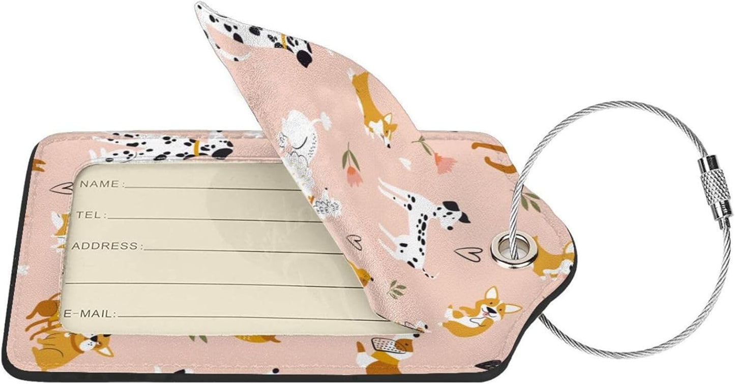 2 Pcs Dog Luggage Tag for Suitcases, Cute Corgi Tag, Cruise Ship Essential Travel Gift for Men Women Kids Boy Girl Couples, Dog Birthday Decorations, Funny Puppy Party Supplies Themed Christmas Decor