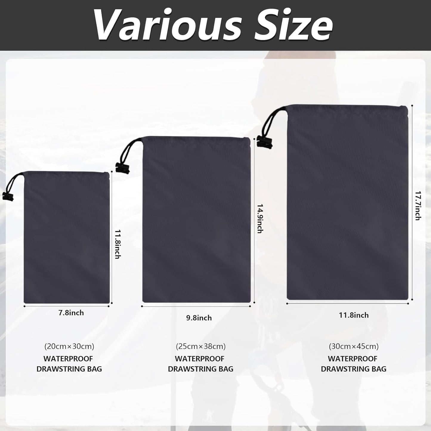 iMucci Upgrade Waterproof Drawstring Bag Sack Nylon Bag Ditty Bag for Gym Traveling, Hiking, Yoga