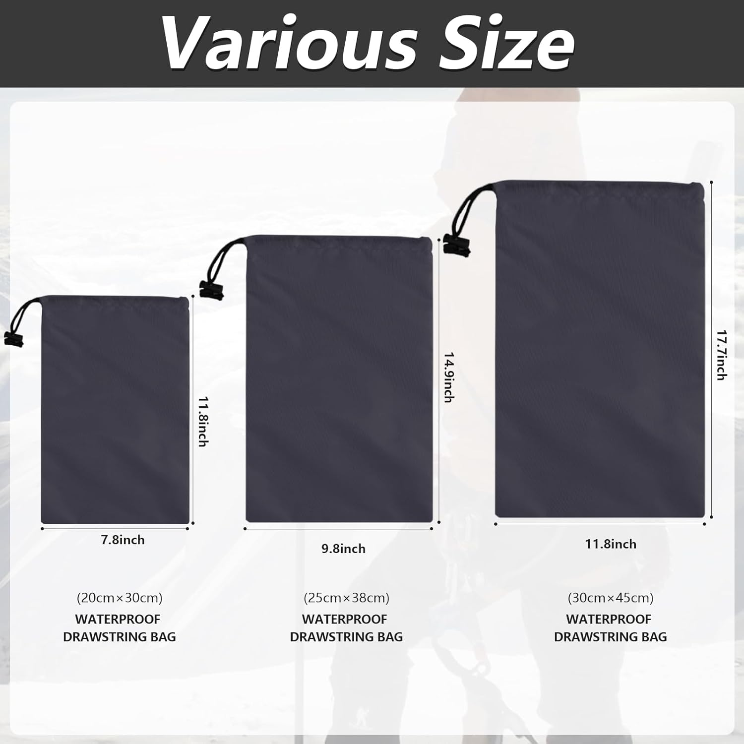iMucci Upgrade Waterproof Drawstring Bag Sack Nylon Bag Ditty Bag for Gym Traveling, Hiking, Yoga
