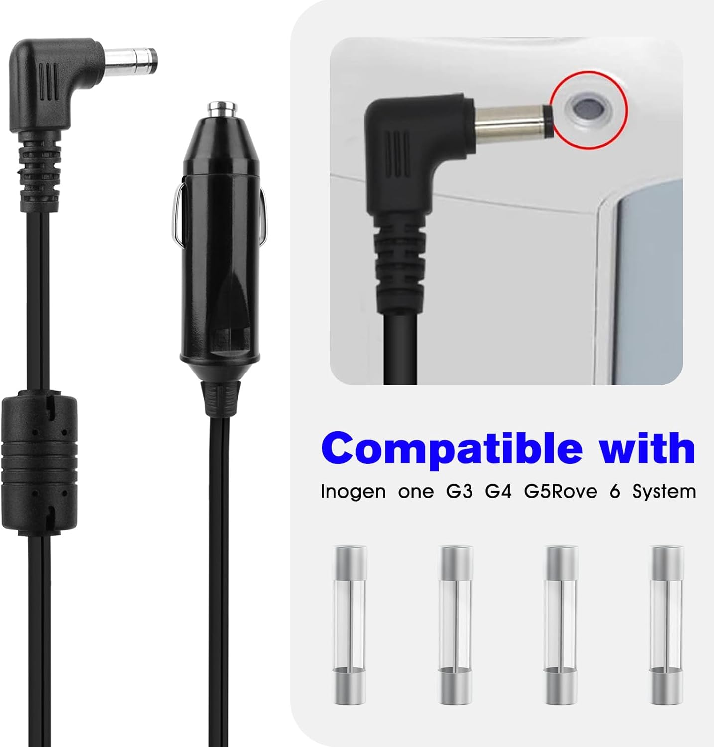 Car Charger Adapter Compatible with Inogen One g2 g3 g4 g5 Battery, Replacement for Portable Oxygen Concentrator BA-306 BA-301 BA-302 BA-303 Power Cord