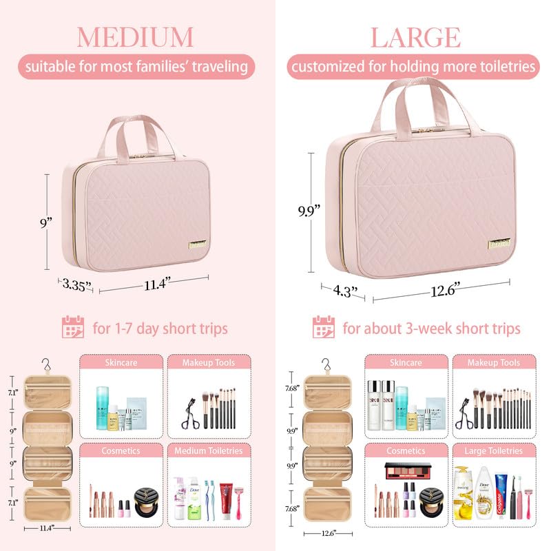 HOTOR Travel Toiletry Bag - Hanging Toiletry Bag for Women & Men, Makeup Bag/Big Comparment