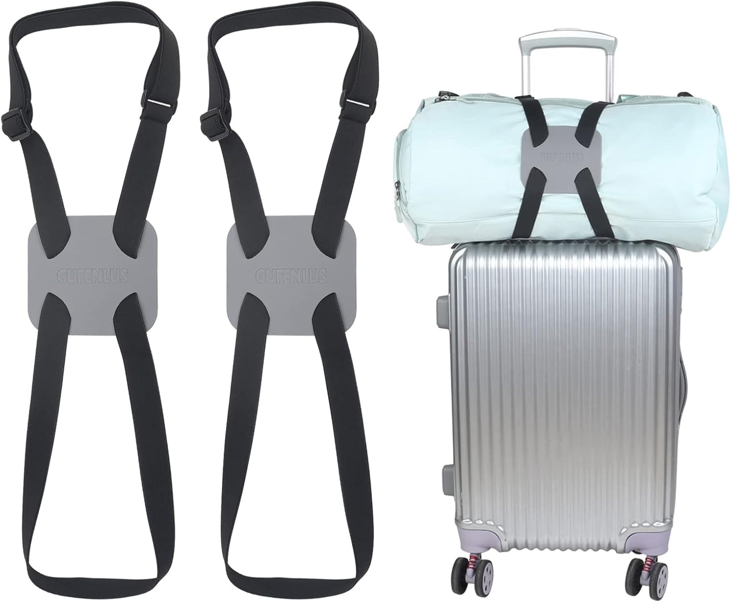 Bag Bungee for Luggage，Luggage Straps for suitcases，Luggage Straps Suitcase Adjustable Belt -2 Pack (Grey-2)