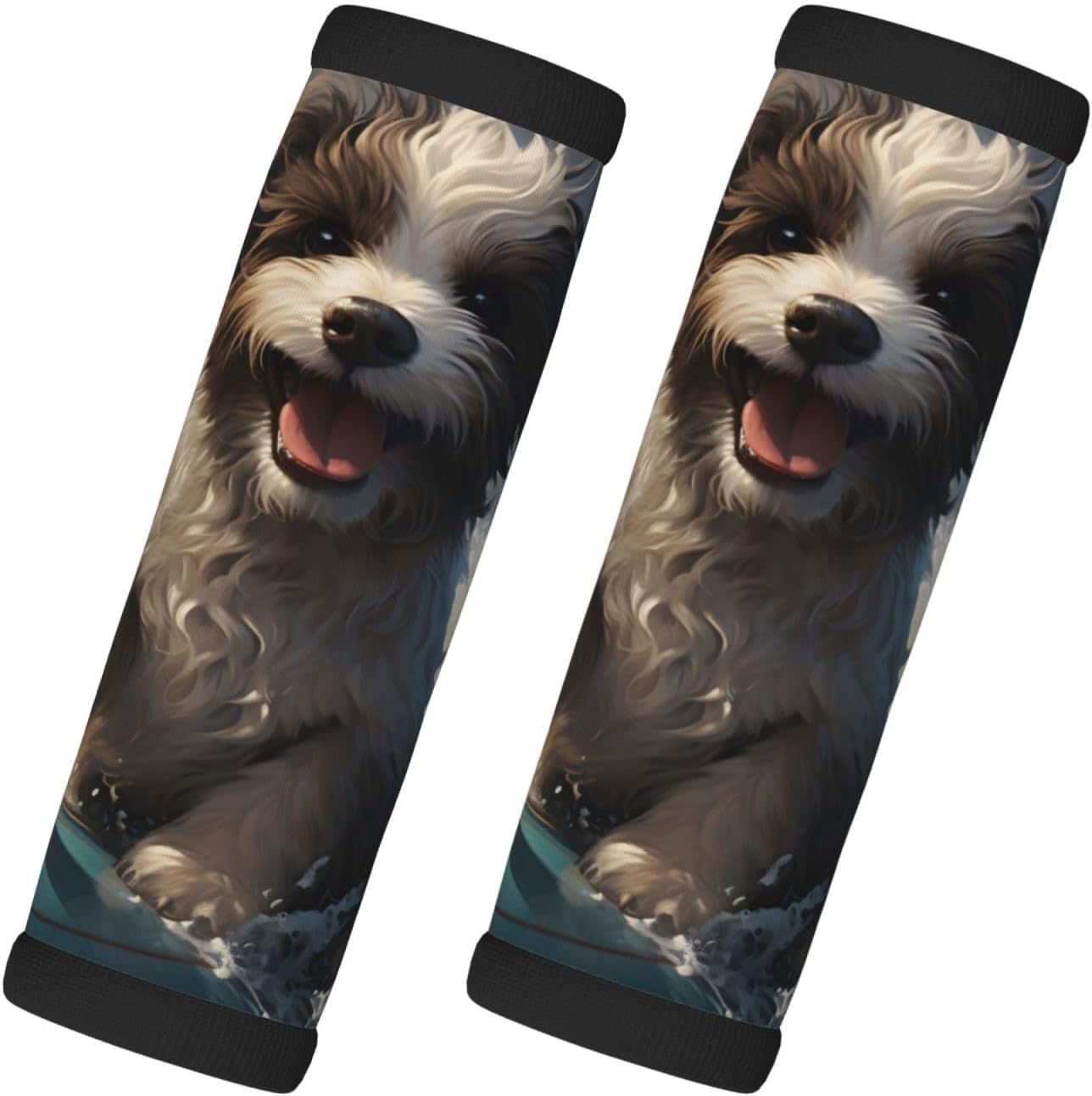 Luggage Handle Wraps Cute Animal Surfing Dog Luggage Identifiers Soft Neoprene Luggage Handle Wraps For Suitcase Trolley Handle Grip Cover 2 Pack Luggage Tags