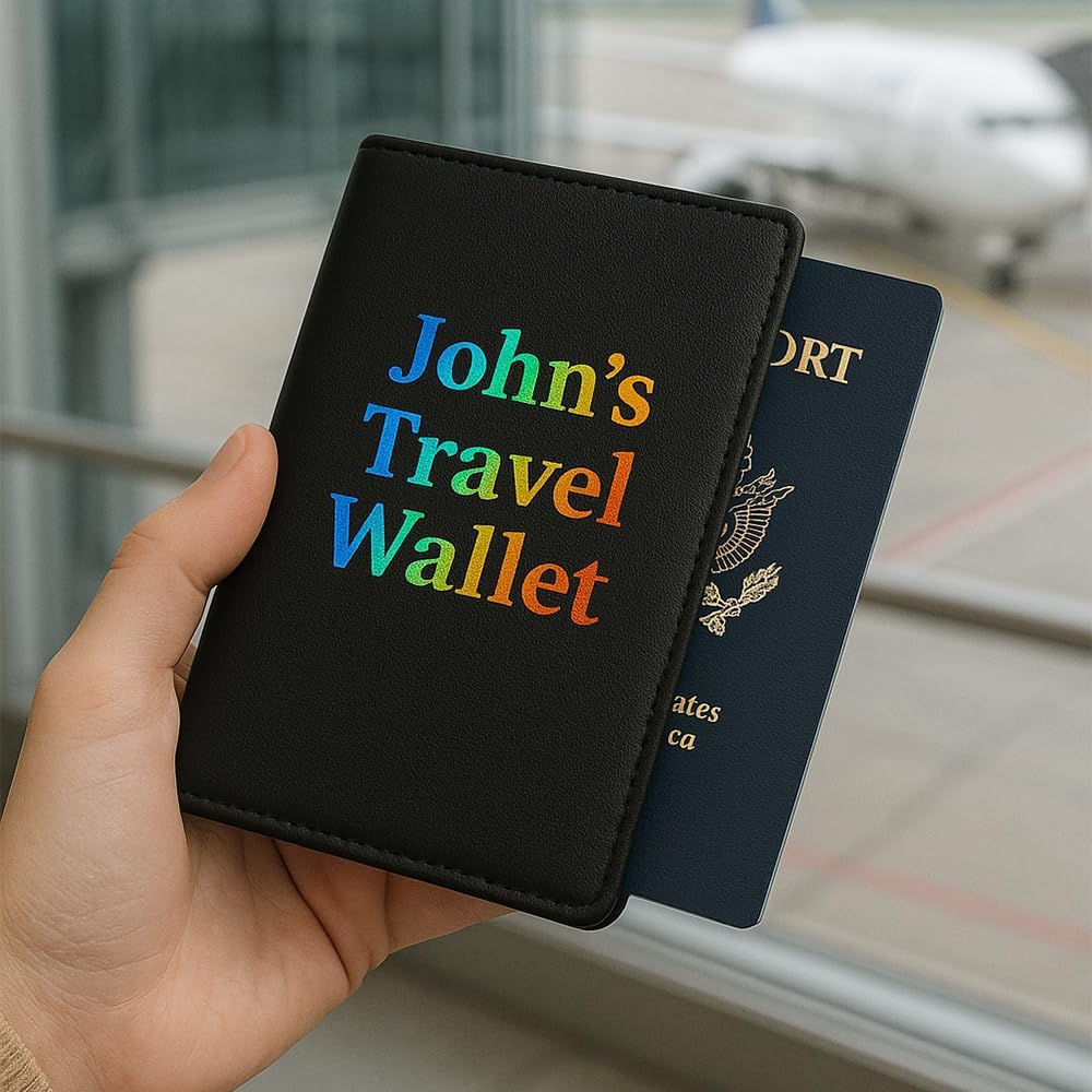 Personalized Passport Holder – Custom Name or Logo, PU Leather Travel Wallet for Men & Women, Fits