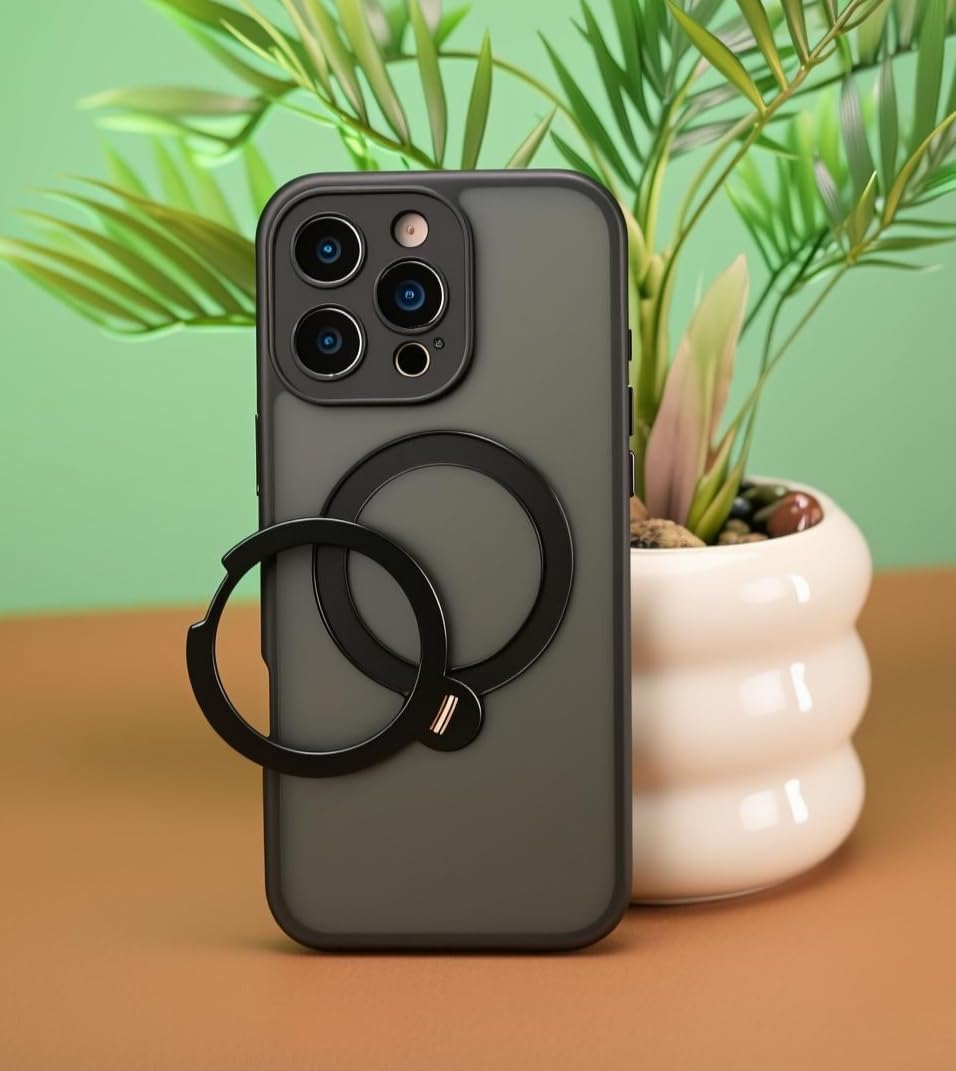 360° Spin Magnetic Stand for iPhone 16 Pro Case, [Fit for MagSafe][Military Protection][Full Camera Protection] Adjustable Kickstand iPhone Case for iPhone 16 Pro 6.3", Black
