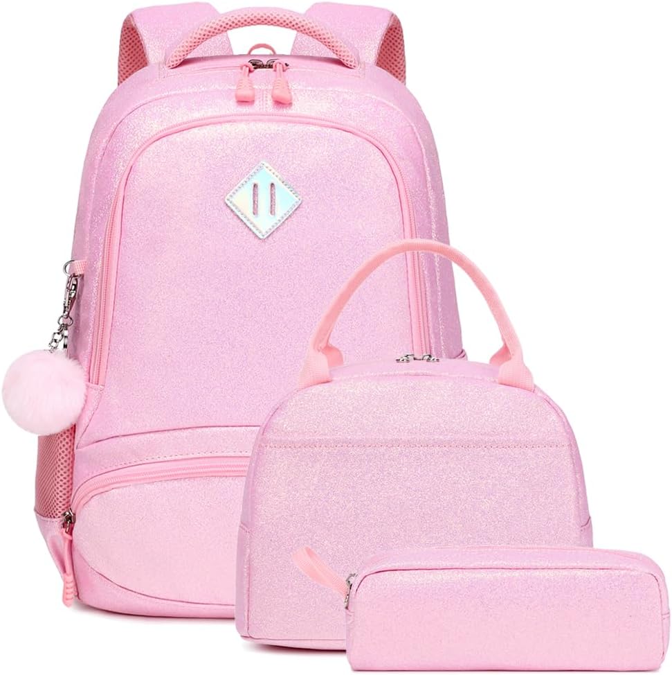 Meisohua Girls Backpack with Lunch Box 3 in 1 Set Kids Backpack for Girls Preschool Kindergarten Elementary School Backpack