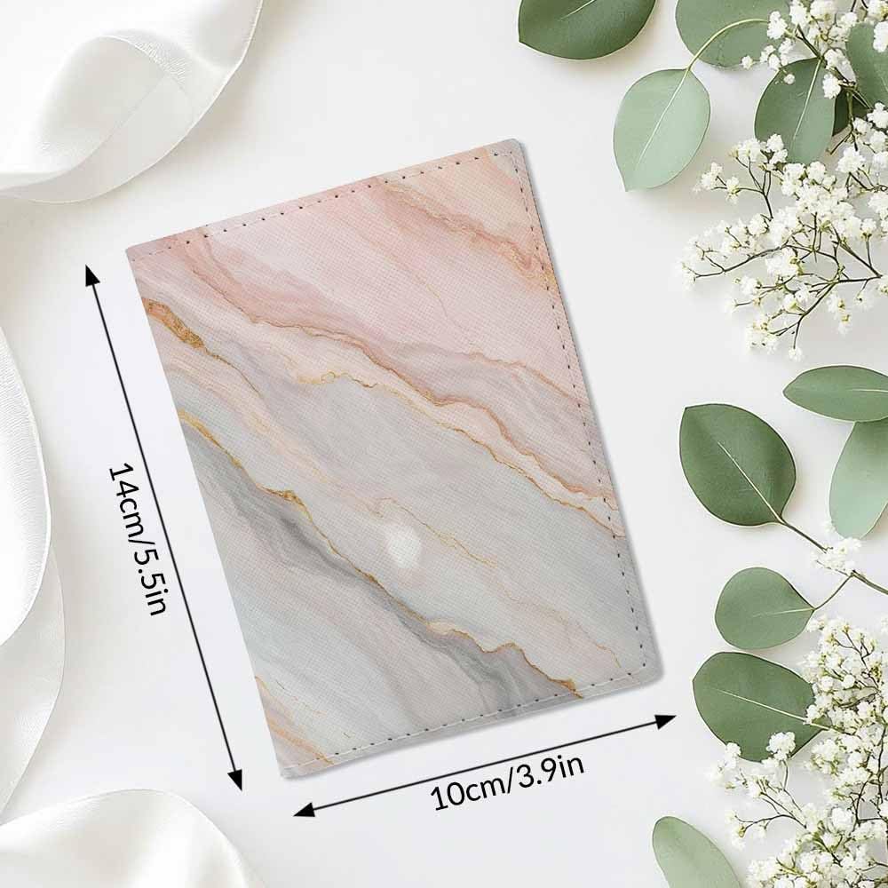 Marble Passport Holder for Travel Nature Light Stone Rock Texture PU Leather Passport Cover Wallet Cute Passport Card Holder for Women and Men