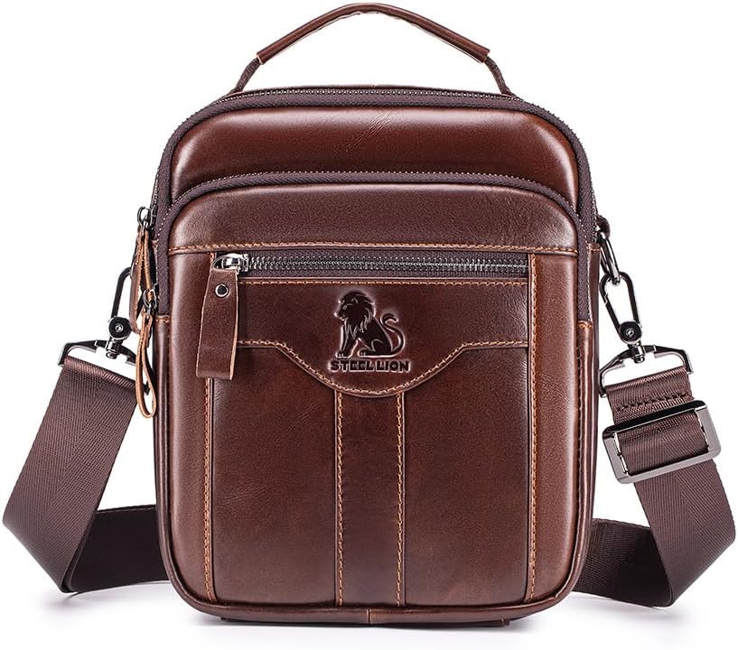 Premium Leather Men's Crossbody -Organized Storage & Durable,Stylish for Daily Carry