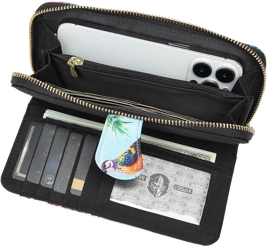 Women Wallet Card RFID For Womens Holder Blocking Credit Small Zipper Purse Pocket Bifold Slim Coin