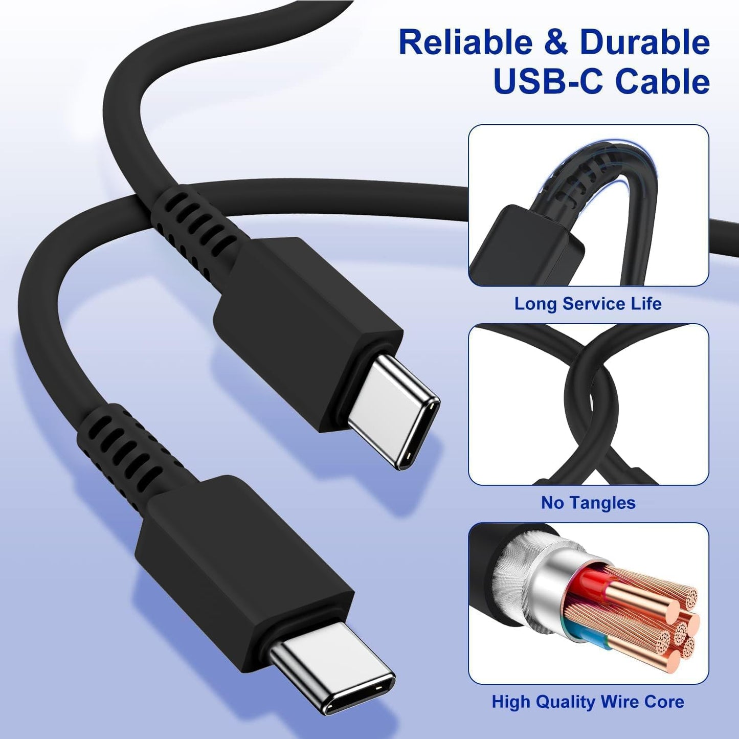 6ft/10ft Dual Port 45W iPhone 17 16 15 Charger Fast Charging Block and Long USB C to Type C Charger Cable Cord for Apple iPhone 17 Pro Max/17 Air/16 Pro/16/15 Pro/15 Plus/Mini/iPad Plug Cube/Samsung