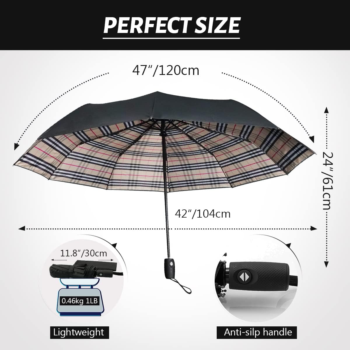 LLanxiry Compact Travel Umbrella, Windproof UV Protection Mini Folding Umbrellas for Rain Small Portable Umbrella for Travel Outdoor Use