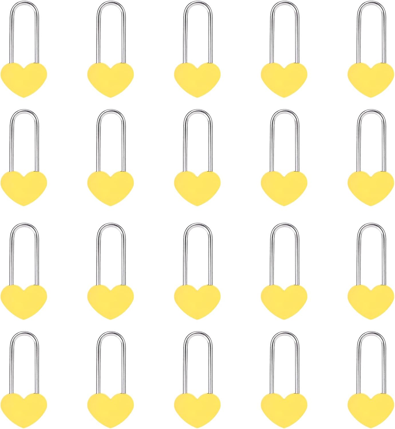 20PCS 3.5" 50mm Love Lock Heart Padlock,Yellow Single Heart Lock for Lovers Wedding,Valentines,Anniversary,Travel(NO Key)