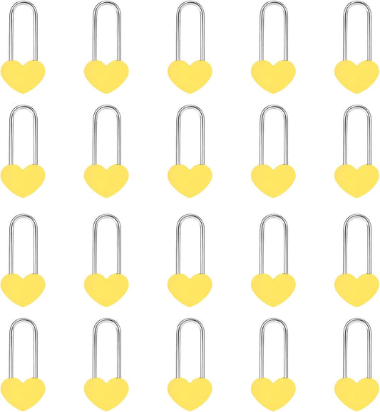 20PCS 3.5" 50mm Love Lock Heart Padlock,Yellow Single Heart Lock for Lovers Wedding,Valentines,Anniversary,Travel(NO Key)