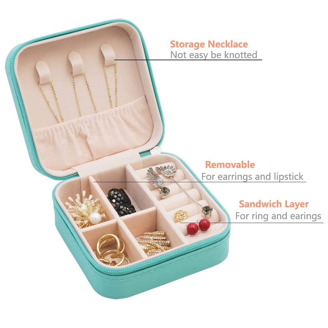 TRODANCE Mini Jewelry Travel Case, Small Portable Jewellry Organizer Box Portable Display Storage