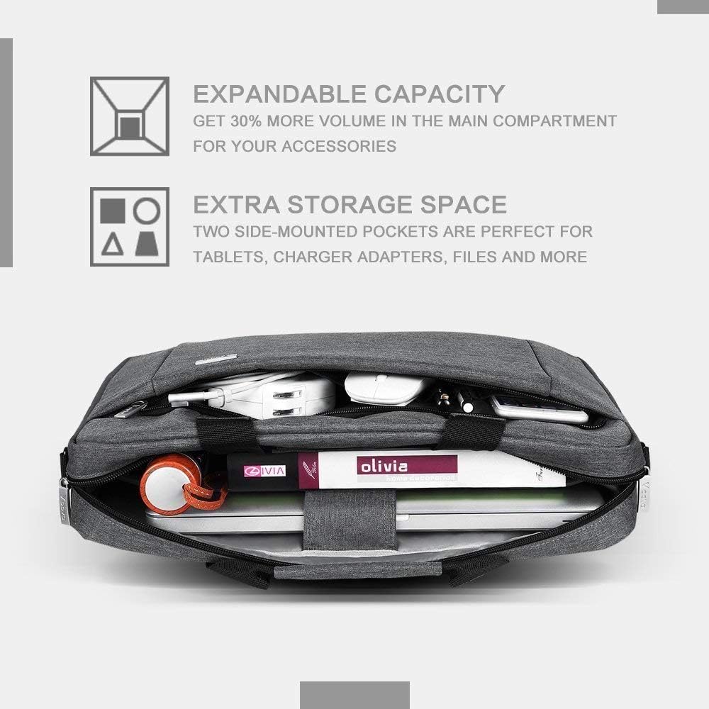 Voova Laptop Bag Case 17 17.3 Inch Computer Sleeve Messenger Bag with Shoulder Strap Expandable