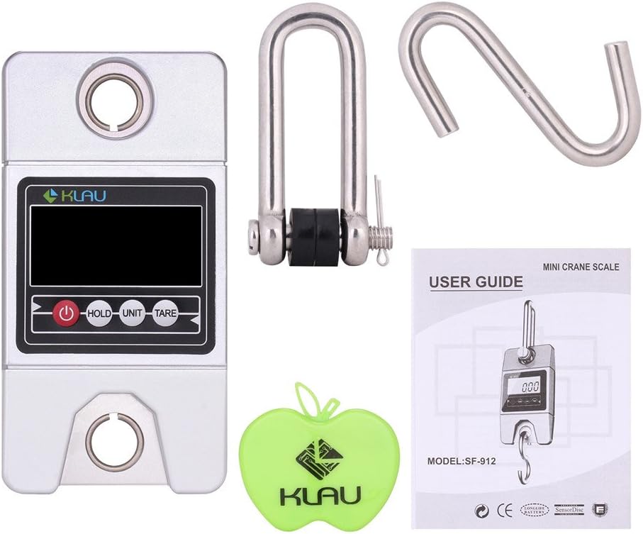Klau Digital Hanging Scale High Precision Sensor 300 Kilogram / 600 Pound Industrial Crane Scale Silver for Farm Factory Hunting Outdoor
