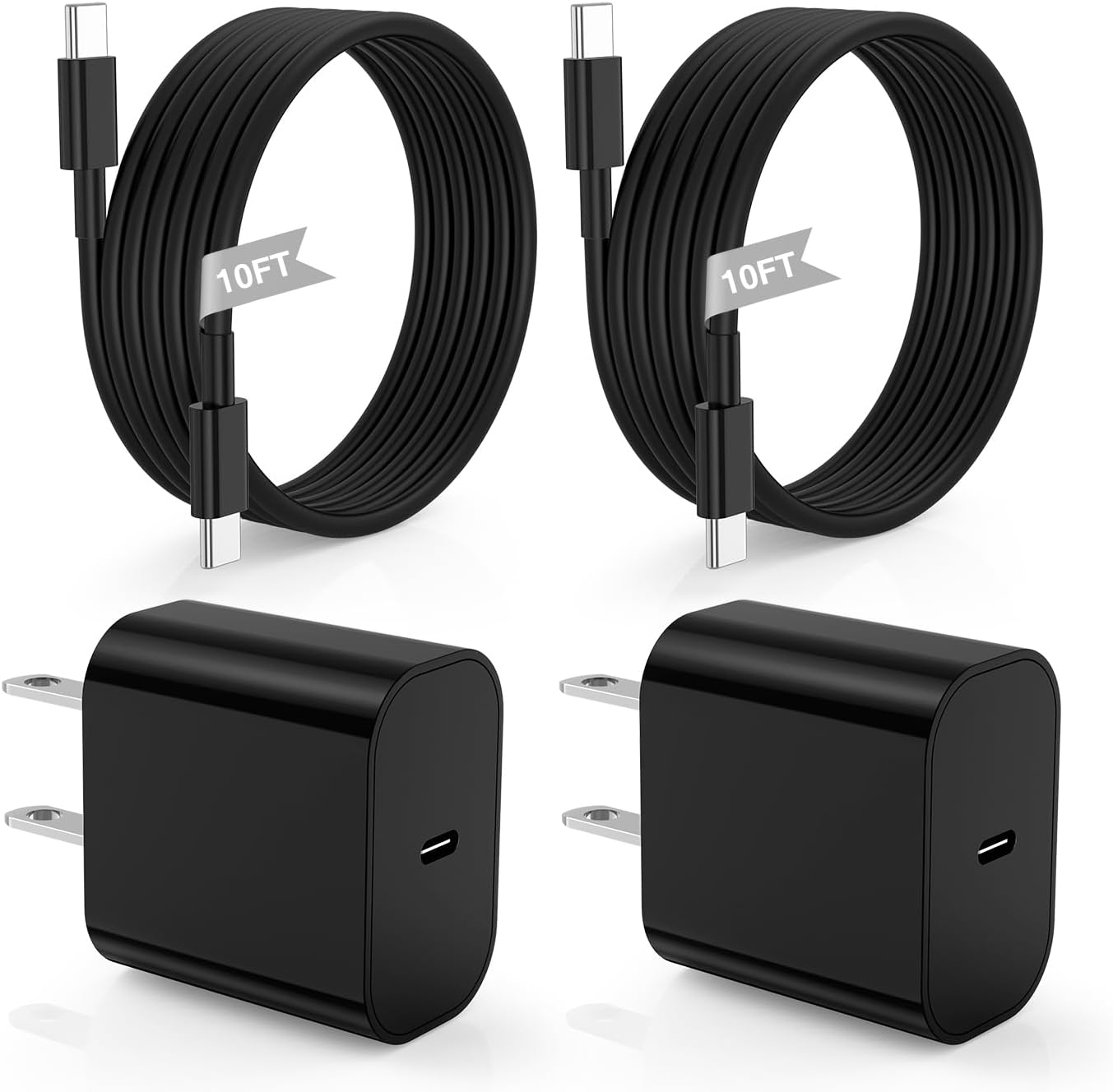 iPhone 16 15 Fast Charger 10ft, USB C Charging Block and Long Type C to C Cable Cord, Wall Plug Power Adapter Cube Brick for Apple 16 Pro Max/16 Pro/15 Plus/15 Pro Max/iPad 12.9/11 inch/Air/Mini-Black