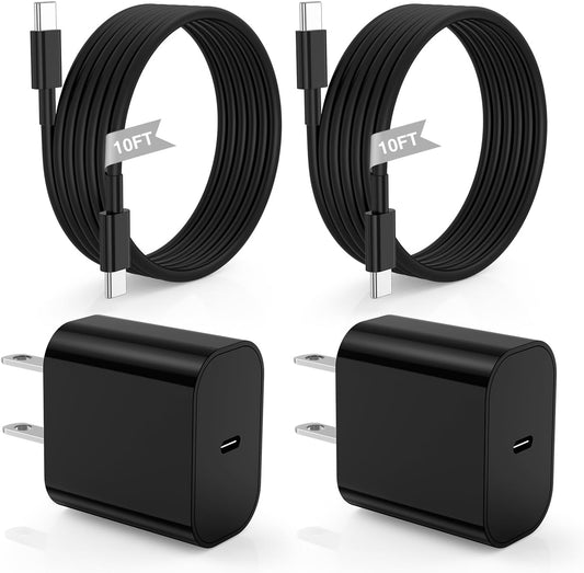 iPhone 16 15 Fast Charger 10ft, USB C Charging Block and Long Type C to C Cable Cord, Wall Plug Power Adapter Cube Brick for Apple 16 Pro Max/16 Pro/15 Plus/15 Pro Max/iPad 12.9/11 inch/Air/Mini-Black