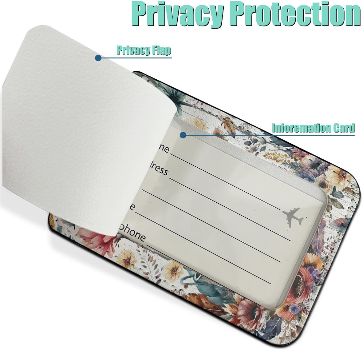 2 PCs Cow Print Stuff Luggage Tag, Suitcase Tags with Privacy Flap and Metal Loop, Luggage Tags for Suitcases, Identifiers Travel Essentials Bag Tag, Cow Gifts for Women Girls Friends Daughter