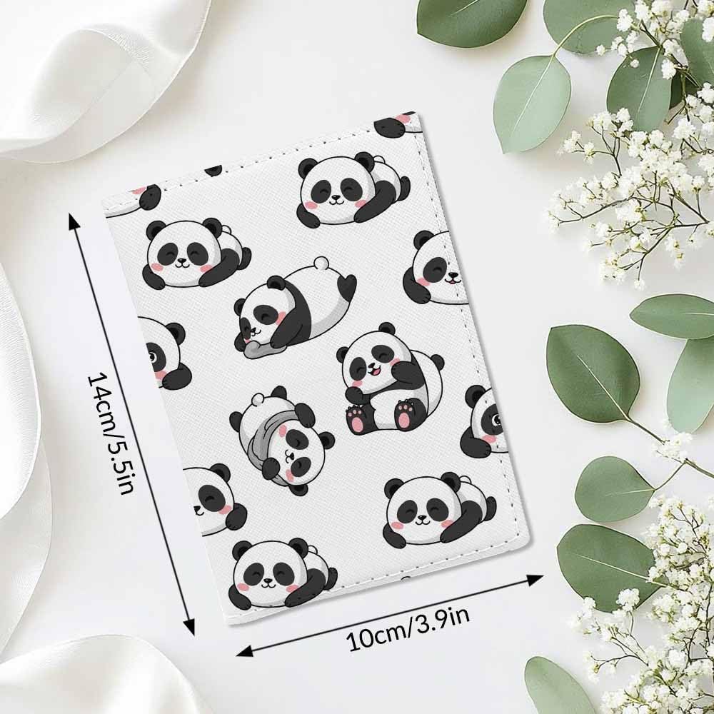Smile Panda Passport Holder for Travel Little Lovely Animal PU Leather Passport Cover Wallet Cute Passport Card Holder for Women and Men