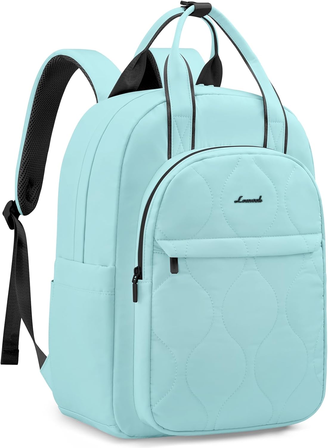 LOVEVOOK Laptop Backpack for Women, College Travel Backpack Puffer Womens Backpack for 15.6 Inch Laptop, Water-Resistant Quilted Casual Daypack, Blue Green