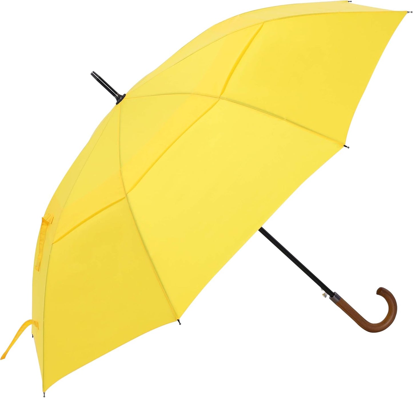 ZEKAR Wooden J-Handle Umbrella, 54/62 inch, Classic Large Windproof Stick Umbrella, Auto Open for Men and Women Golf umbrella (Yellow, 62”)