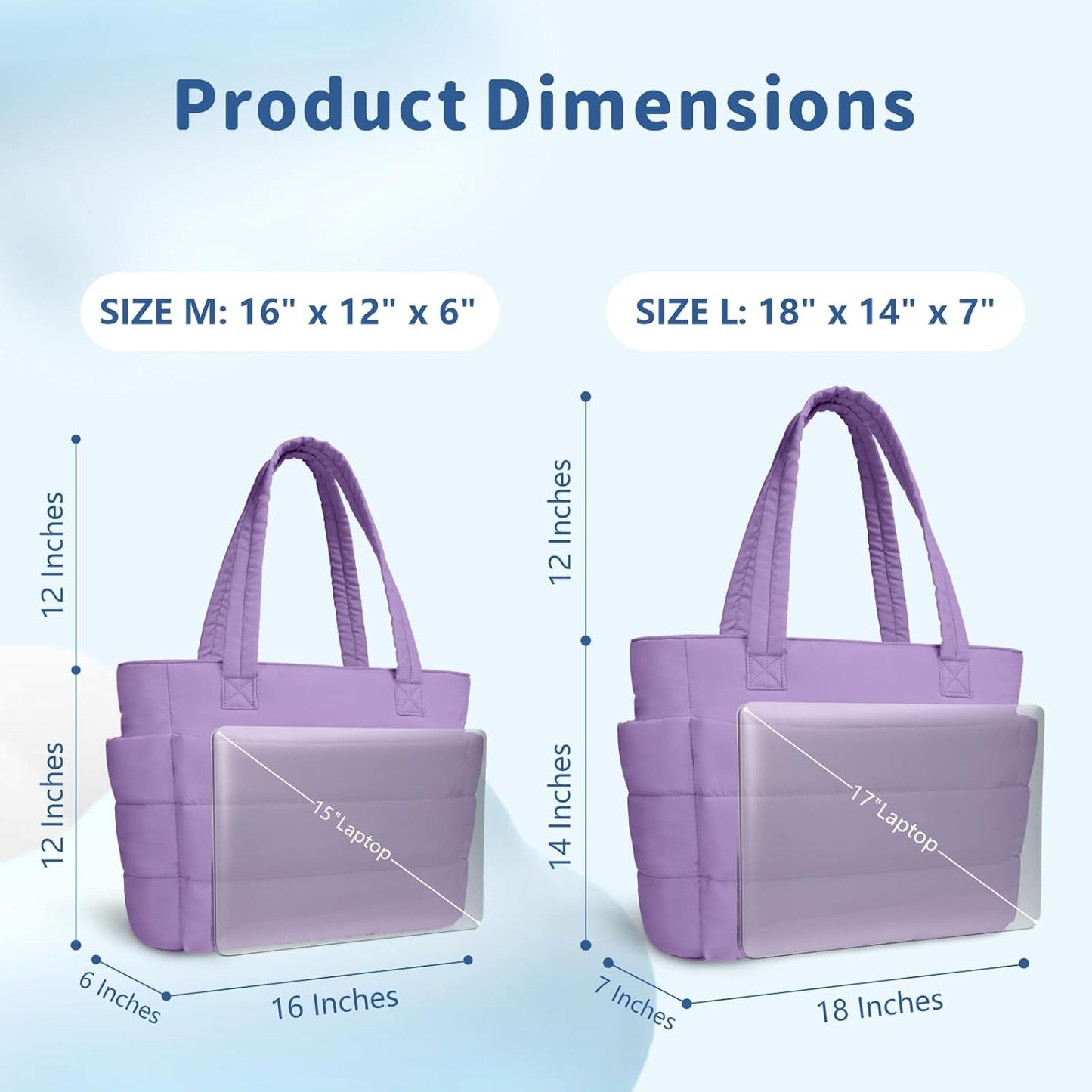 TOPDesign Puffer Tote Bag for Women, Lightweight Puffy Handbag with Compartments, Quilted Shoulder Bag for Work, Travel, Gym