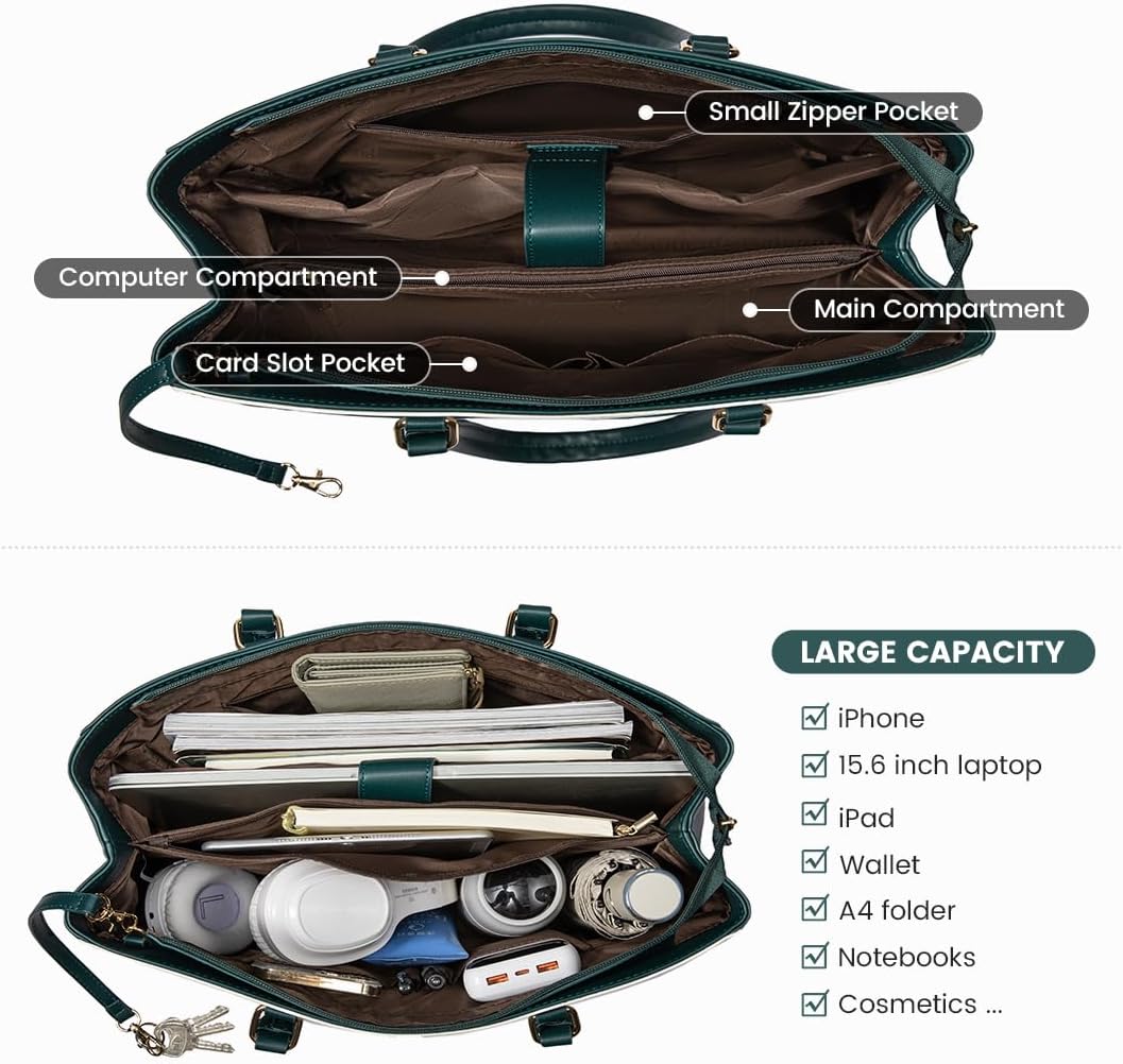 LOVEVOOK Laptop Bag for Women 15.6 Inch Tote Bags Waterproof Leather Briefcase Computer Women