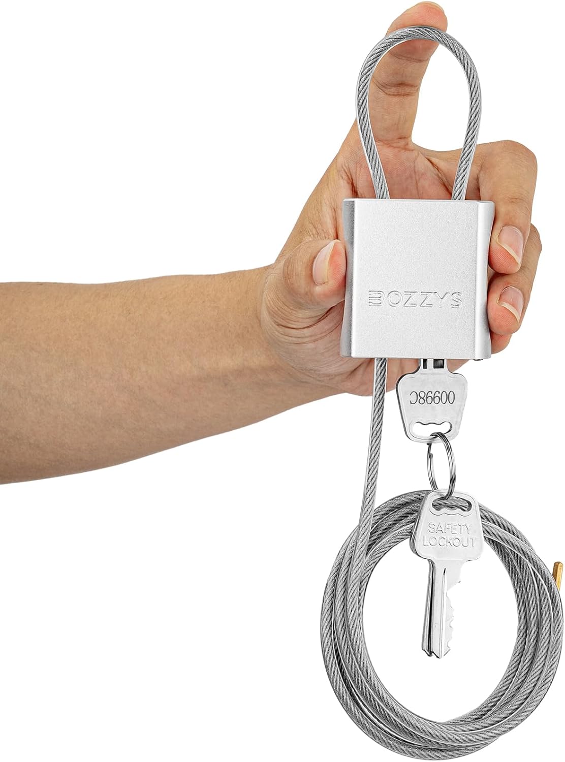 Cable Lock with 3 Keys | L 6.56ft(2m),D 1/6in(4mm) Adjustable Steel Cable Padlock | Aluminum Locks for Bikes, Gate, Lockers & Outdoor Gear | Weatherproof& Silver