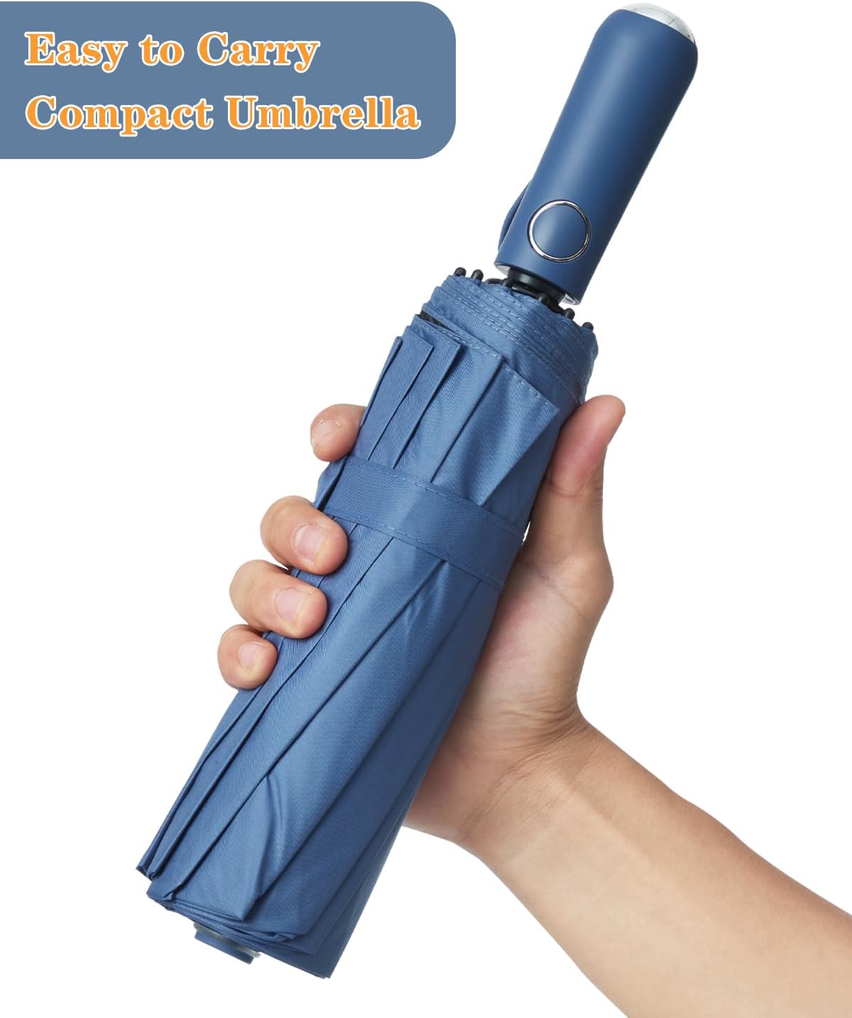Large Double-Ribs Umbrella Automatic Folding Umbrella for Women Men, Travel, UPF 50+ UV Protection,46-Inch, 12 Ribs, Light Green