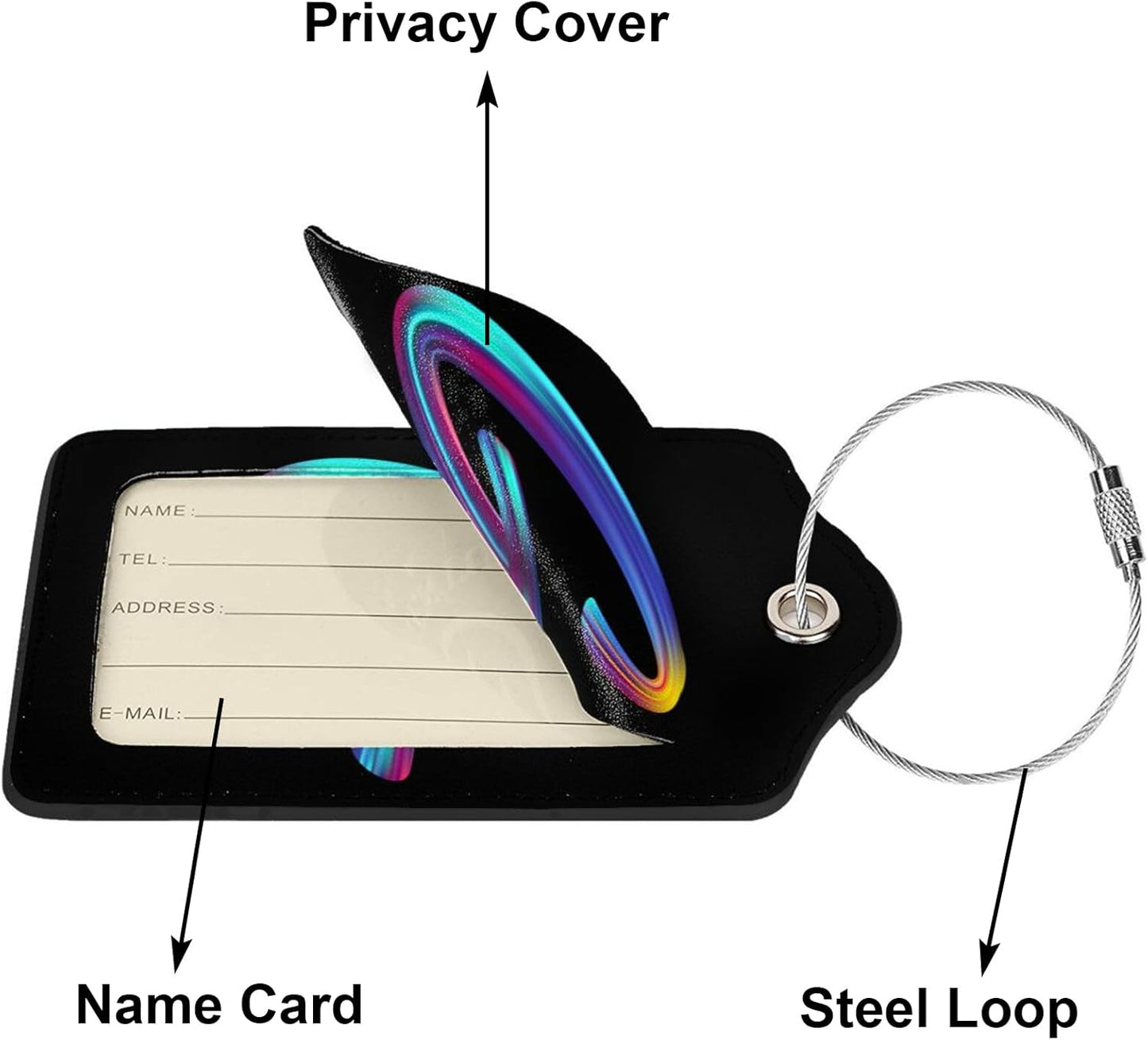 2 Pack Initial Luggage Tags for Suitcase, Colorful Letter Design Cruise Name Bag Tags, Novelty Baggage Identifiers with Full Privacy Cover, Leather ID Label for Women Men Kids Travel, Rainbow Letter G