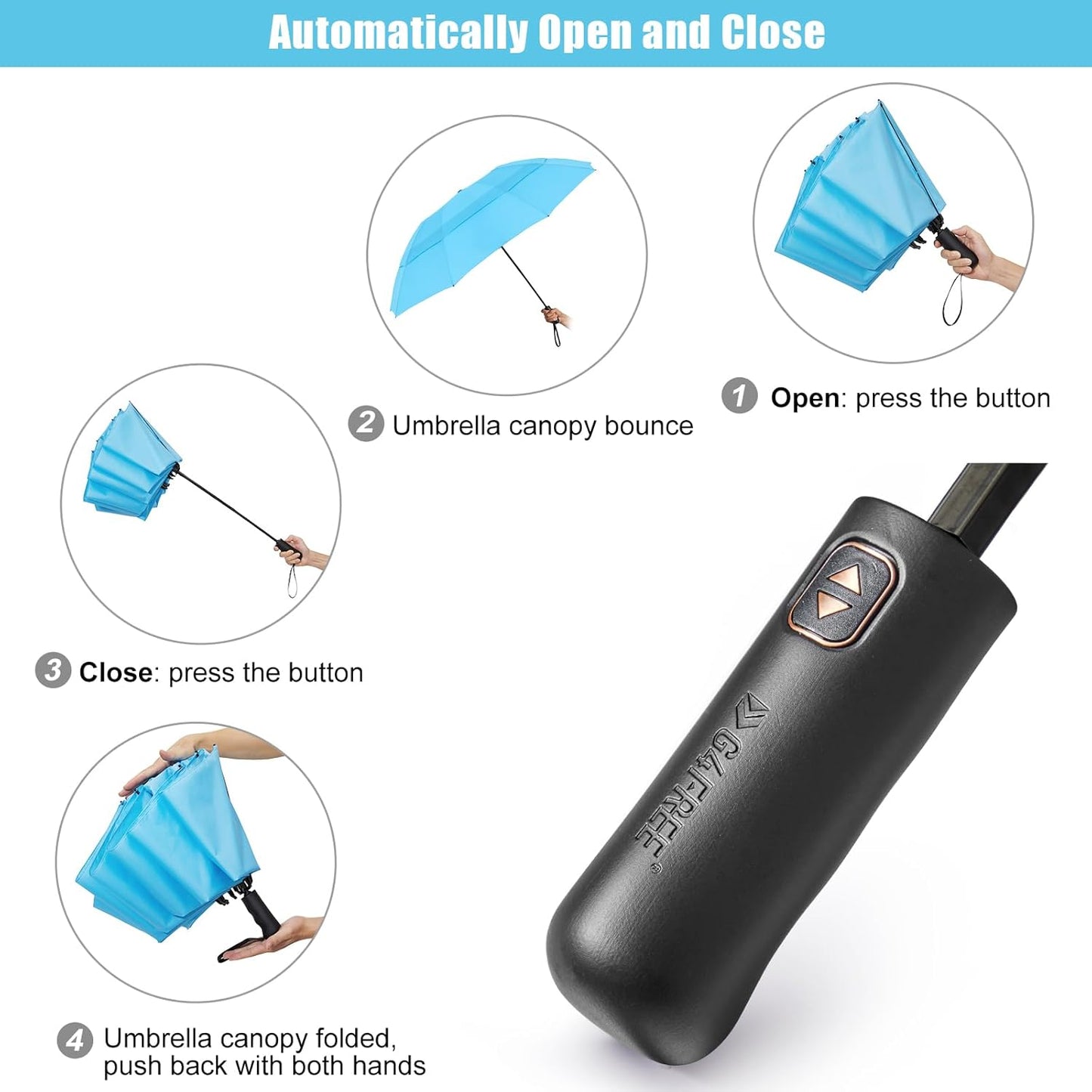 G4Free 42/46/54/62 Inch Large Golf Umbrella Compact Reverse Travel Umbrella 10 Ribs Windproof for Rain Double Canopy Automatic Open Close