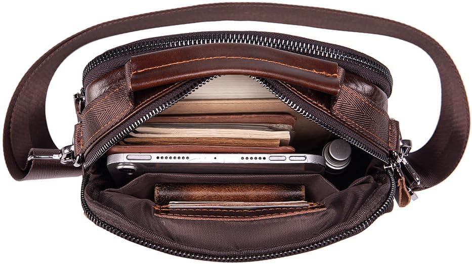 Premium Leather Men's Crossbody -Organized Storage & Durable,Stylish for Daily Carry