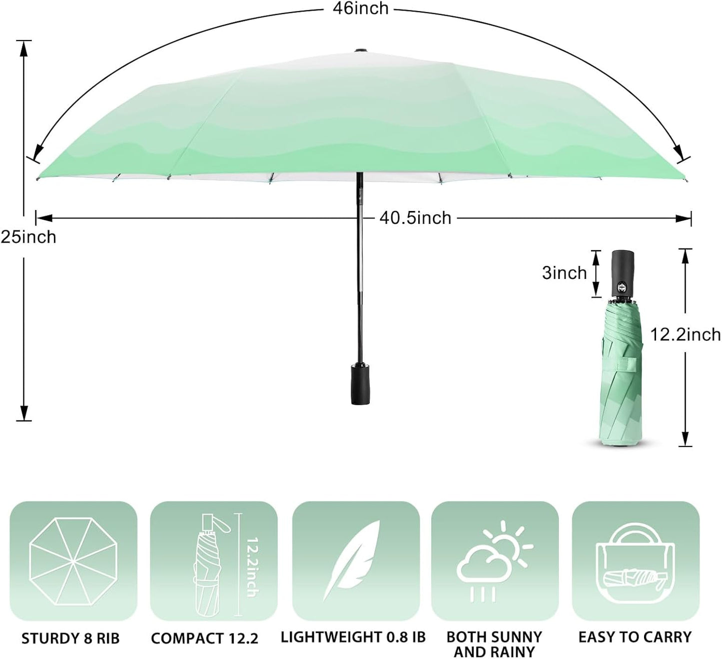 Lejorain Cute Women Sun Umbrella - Automatic Folding UV Protection Lightweight Umbrella Compact Travel Fashion Pretty Collapsible Golf Rain Umbrellas for Women
