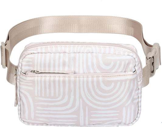 HDE Belt Bag 2L Fanny Pack Cross Body with Adjustable Strap Travel Waist Pack - Boho Brush Strokes