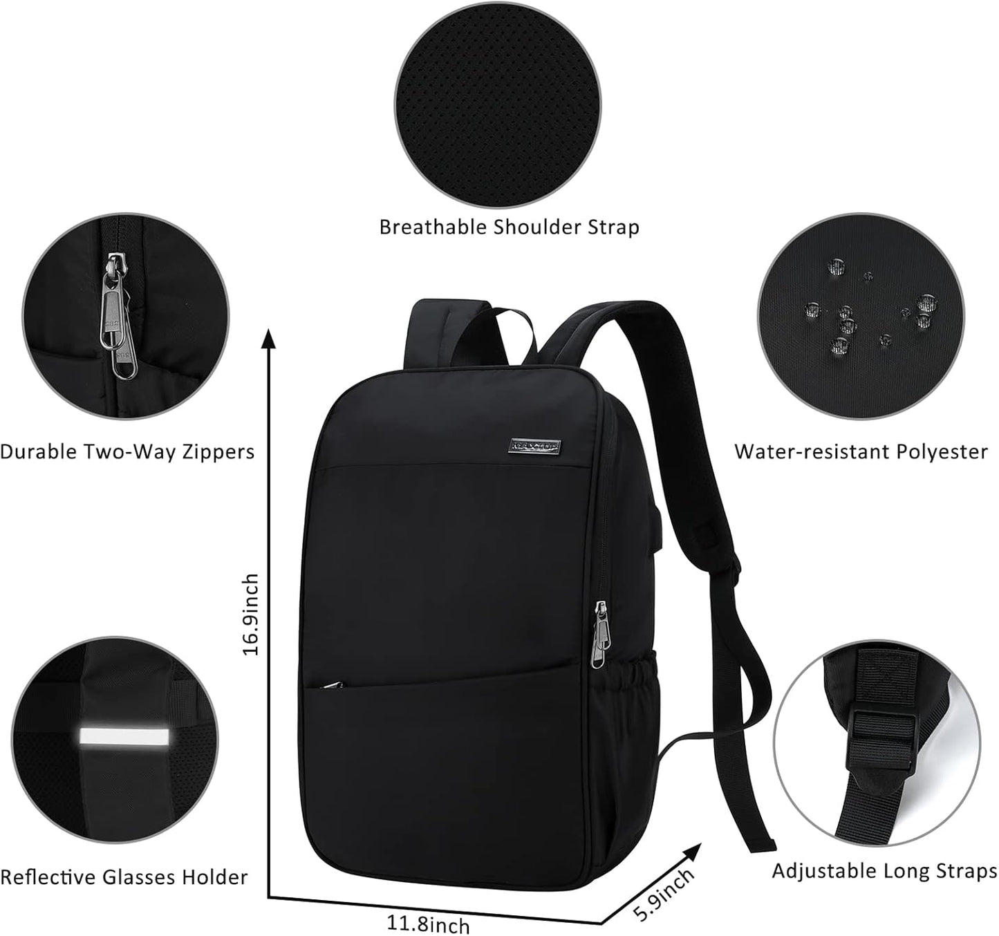 MAXTOP Deep Storage Laptop Backpack with USB Charging Port[Water Resistant] College Computer Bookbag Fits 16 Inch Laptop