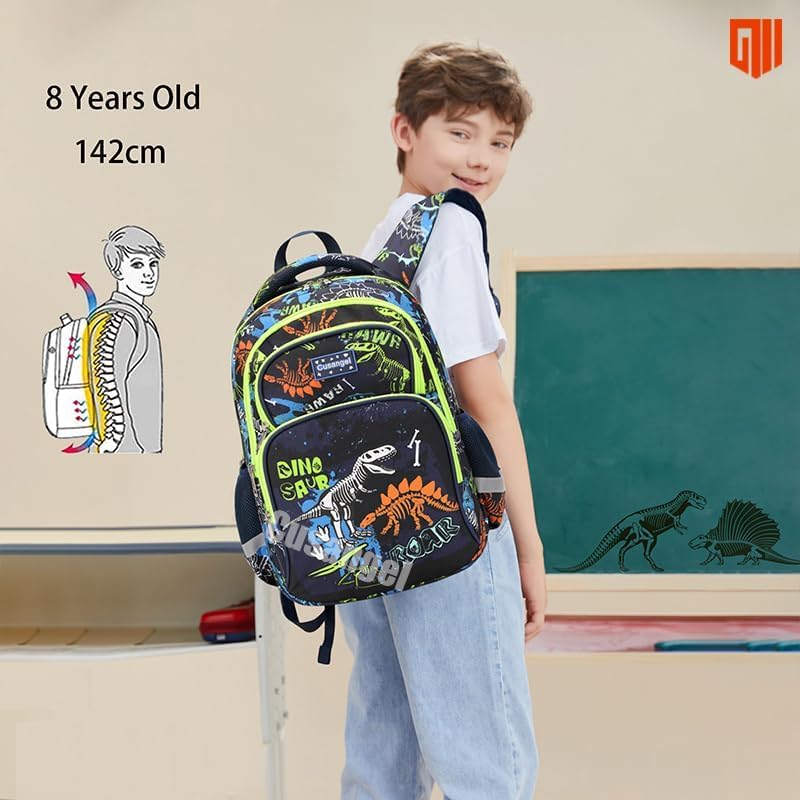 Cusangel 3Pcs Boys Dinosaur Backpack Set with Lunch Box Pencil Case, Dinosaur Backpack for Kids