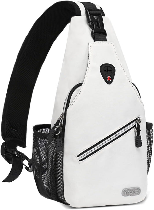 MOSISO Mini Sling Backpack,Small Hiking Daypack Travel Outdoor Casual Sports Bag, Ivory White