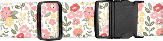 Luggage Straps for Suitcases, Adjustable Travel Belt, Durable Wide Luggage Strap, Cute Suitcase Strap Identifiers with Buckle, Bag Straps for Luggage, Cute Flowers