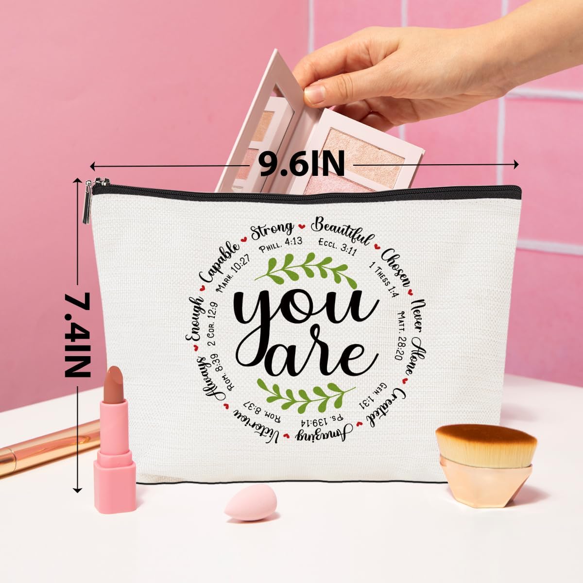 Inspirational Gifts for Women Self Care Makeup Bag Mental Health Awareness Positive Affirmation Gifts for Her Girls Therapist Psychologist Tutor Zipper Pouch Toiletry Bag Christmas Birthday