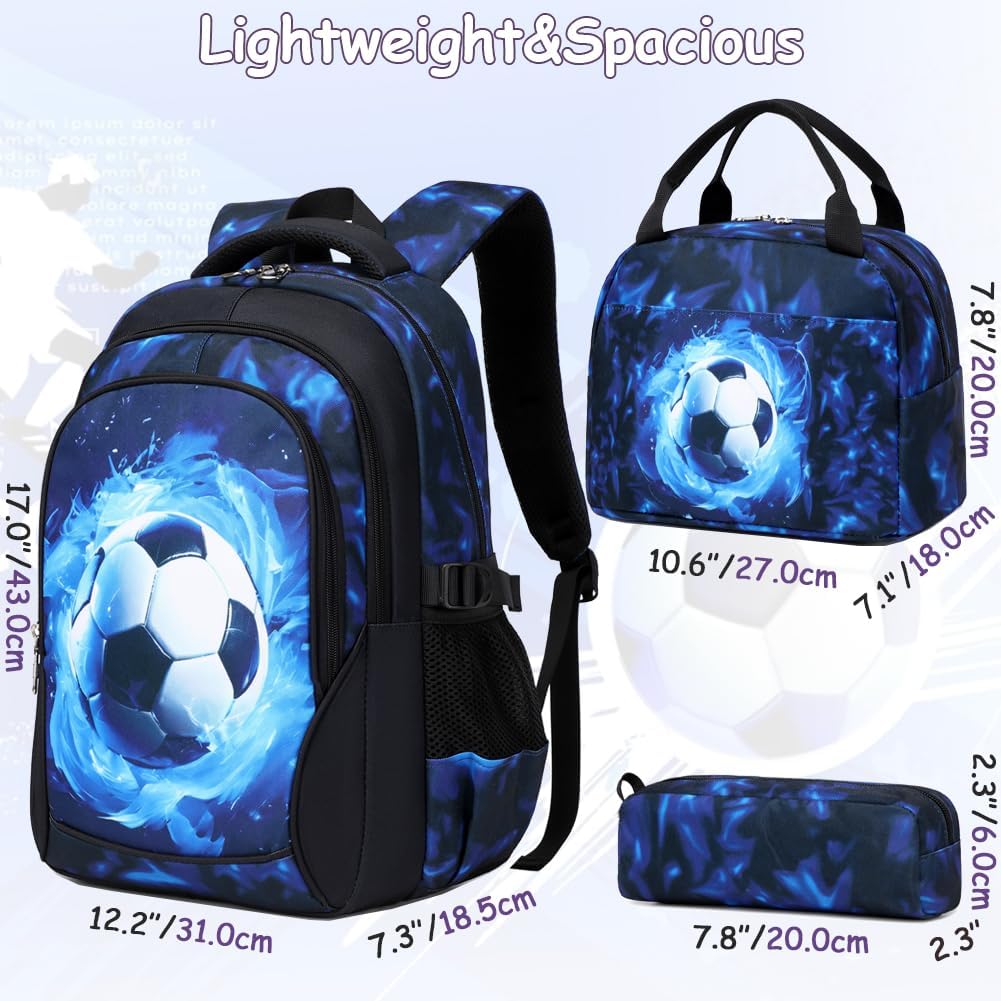 Meisohua Boys Backpack with Lunch Box Pencil Case 3pcs School Backpacks Set for Boy Kids Bookbags for Elementary Middle School Bags Water Resistant